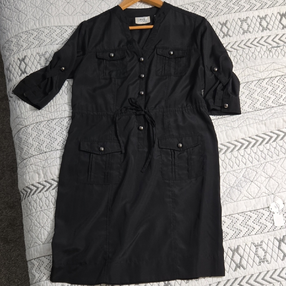 ECI Black Button-Down Dress